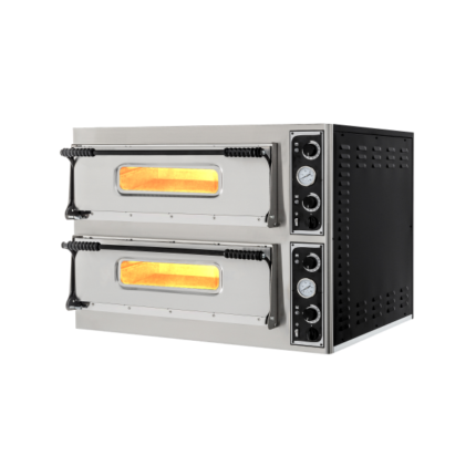 Pronto Attrezzature | attrezzature ristorazione-Forno pizza meccanico con vetrina 2 camere 6+6 pizze