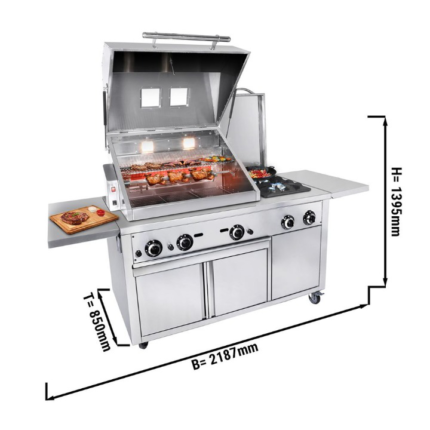 Stazione di Griglia a Gas – Cucina BBQ Professionale – 22,5 kw – 2187 x 850 x 1395 mm