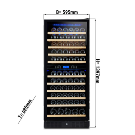 Frigorifero per vini – 350 Lt – 2 zone climatiche – 595 x 680 x 1397 mm