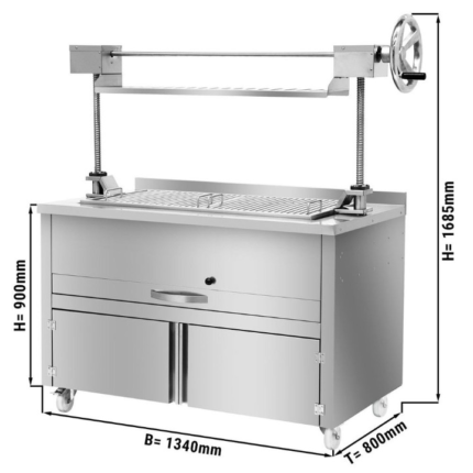 Griglia a carbone con ascensore manuale – 1340 x 800 x 900 / 1685 mm