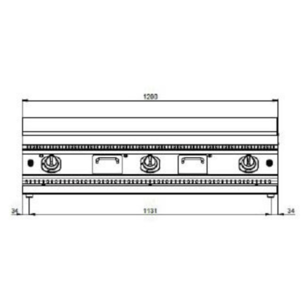 FryTop Elettrico da Banco – Piastra Rigata 1200x730x285 mm