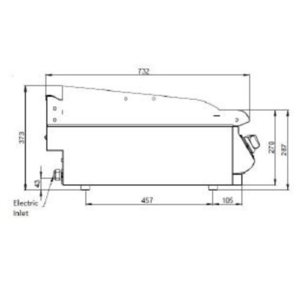 FryTop Elettrico da Banco – Piastra Liscia 1200x730x285 mm