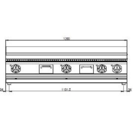 FryTop Elettrico da Banco – Piastra Liscia/Rigata 1200x730x285 mm