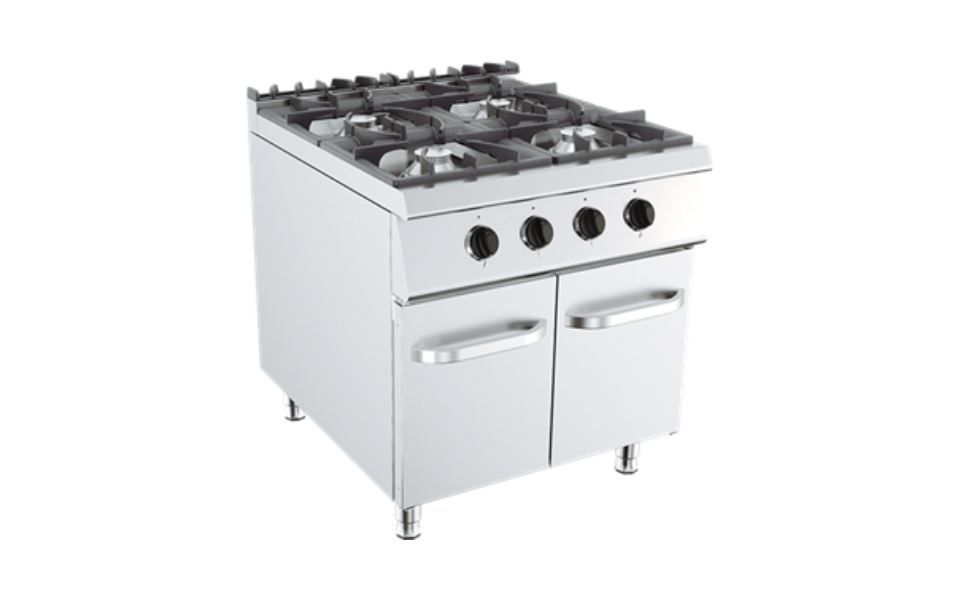 Pronto Attrezzature | attrezzature ristorazione-Cucina 4 Fuochi – A Gas – 2 x 6 KW + 2 x 9 KW