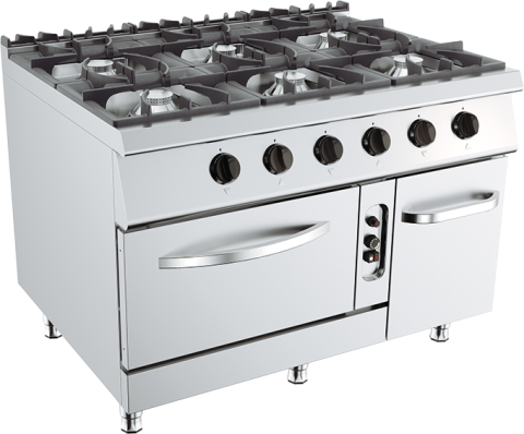 Cucina 6 Fuochi con Forno A Gas-Lunghezza 800 mm-Serie 900