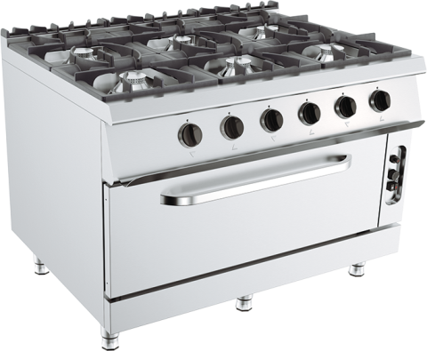 Cucina 6 Fuochi con Forno Maxi A Gas- Lunghezza 1200 mm – Serie 900